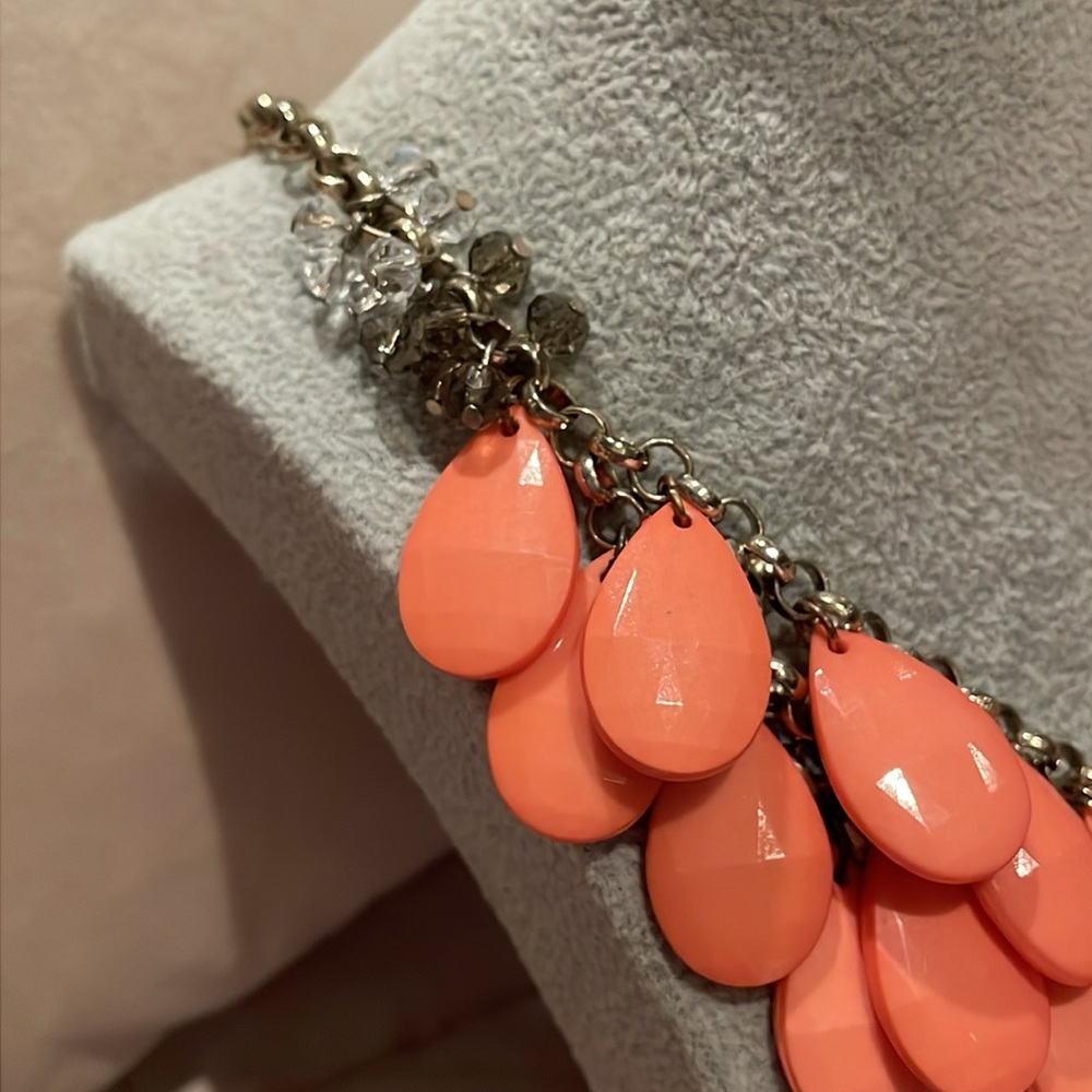 Pink Salmon Flapper Style Statement Necklace 16-2… - image 3